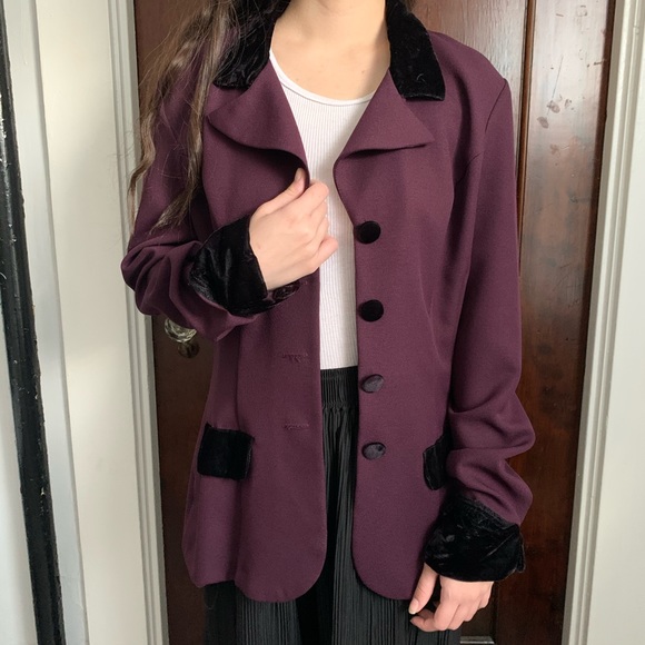 ecru Jackets & Blazers - Purple + Velvet Lightweight Blazer